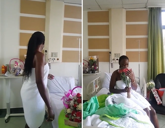 Akothee on her hospital bed
