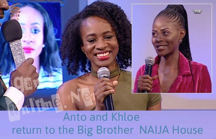 Evicted Anto and Disqualified Khloe bounce back to the Big Brother Naija house