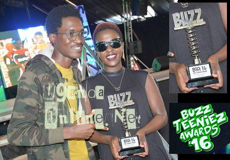 Apass and Lilian Mbabazi strike a pose with their award