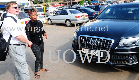 Bad Black and David Greenhalgh after handing her the keys to a brand new AudiQ5 some months back