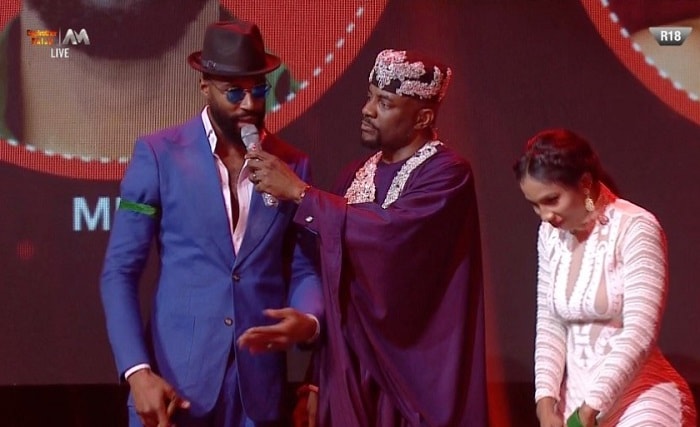 Ebuka interviewing Mike as Mercy follows the proceedings