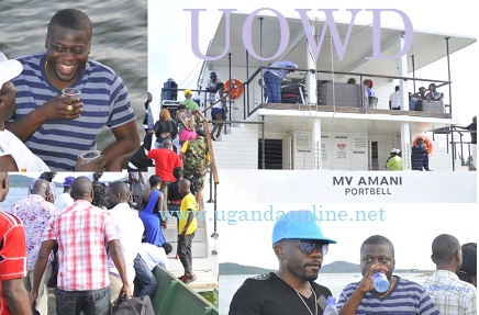 Ivan Ssemwanga in a striped T-Shirt during the last boat cruise.