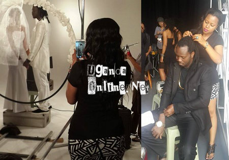 First Zuena helps Bebe Cool with his hair and then she takes recordings of the scenes