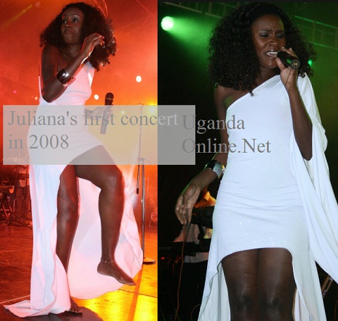 Juliana Kanyomozi during her first concert in the year 2008