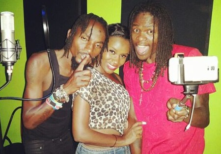 Moze Radio, Juliana and Weasel at Jeeb studio while working on their Woman song