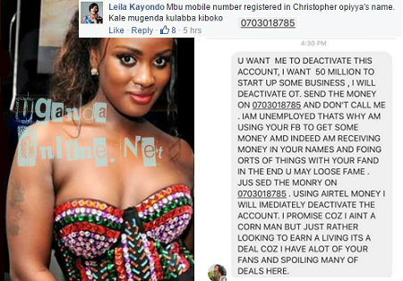 Leila Kayondo's facebook account hacked