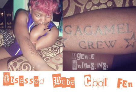 A Bebe Cool fan inks herself with a 'GC' tat