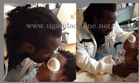 Bebe Cool kissing Alpha Thierry on his hospital bed in Boston, US