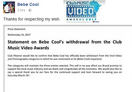 Statement by CMVAs to Bebe Cool