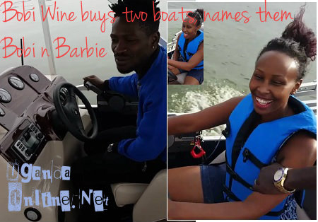 Bobi Wine and Barbie test riding their boats