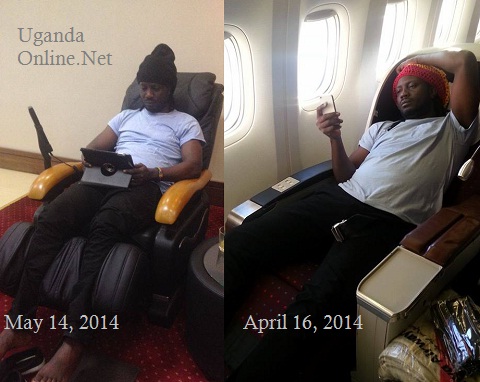 Bebe Cool in the VIP lounge before take off. Last month he was in UK