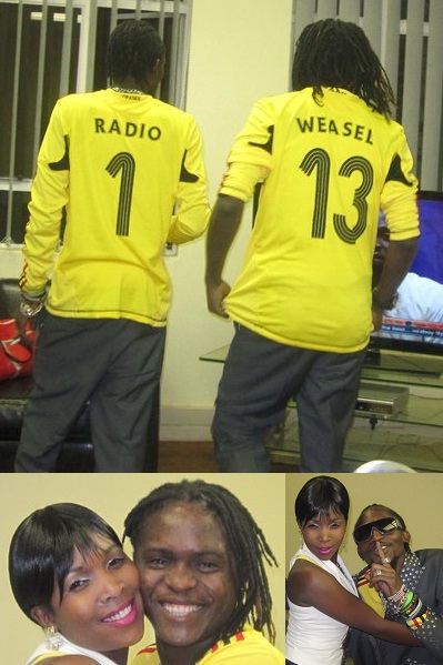 Moze Radio and Weasel after performing at the Big Brother Africa live eviction show