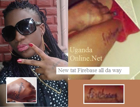 A Bobi Wine fan showing off a 'Firebase' crew tattoo.