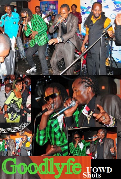 Sizzaman and KS Alpha look on as the Goodlyfe perform