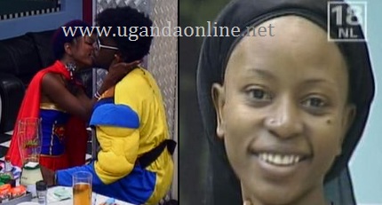 Uganda's Jannette kissing Malawi's Wati in the Big Brother Downville house