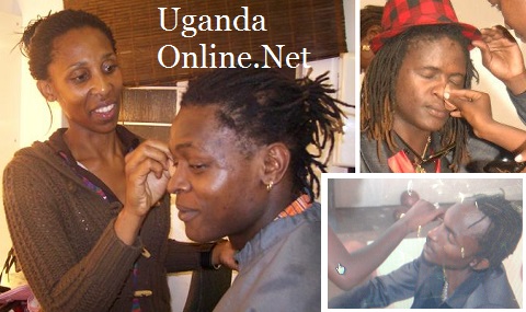 Different shots of Chameleone and the Goodlyfe Crew applying makeup