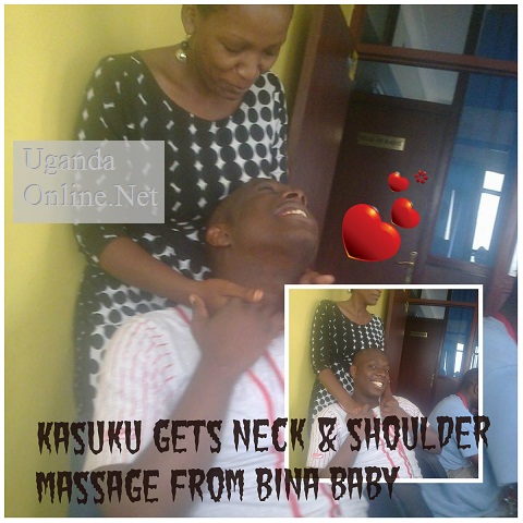 Bina Baby offering Kasuku a neck massage