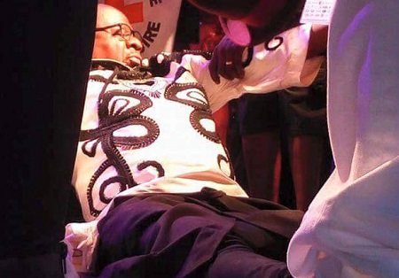 Papa Wemba after collapsing on a stage in Abidjan