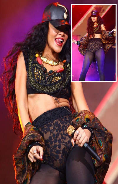 Rihanna performing at the wireless festival