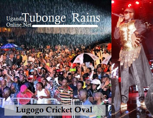 Revellers at Chameleone's Tubonge concert being soaked by rain