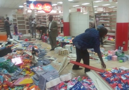 some of the destroyed property at Uchumi Supermarket