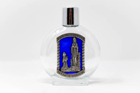 DIRECT FROM LOURDES - Lourdes Holy Water - Large Round Bottle with Blue ...